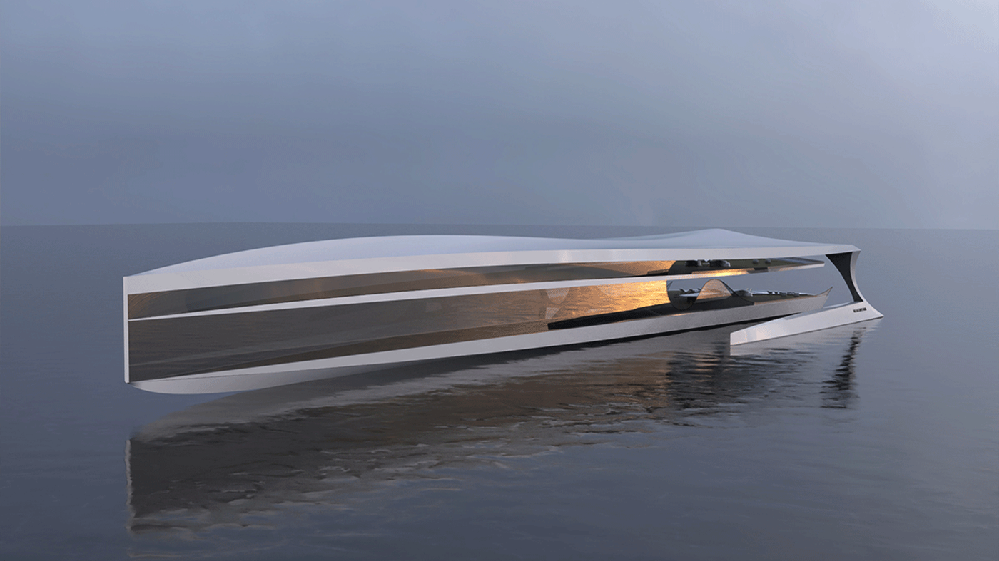 Concept siêu du thuyền trimaran Wakinyan – ‘Lôi điểu’ khổng lồ trên mặt nước