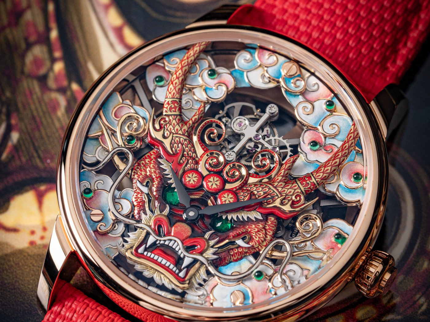 Jaquet Droz ra rắt siêu phẩm Tourbillon Skelet Red Gold Dragon Mask độc nhất vô nhị