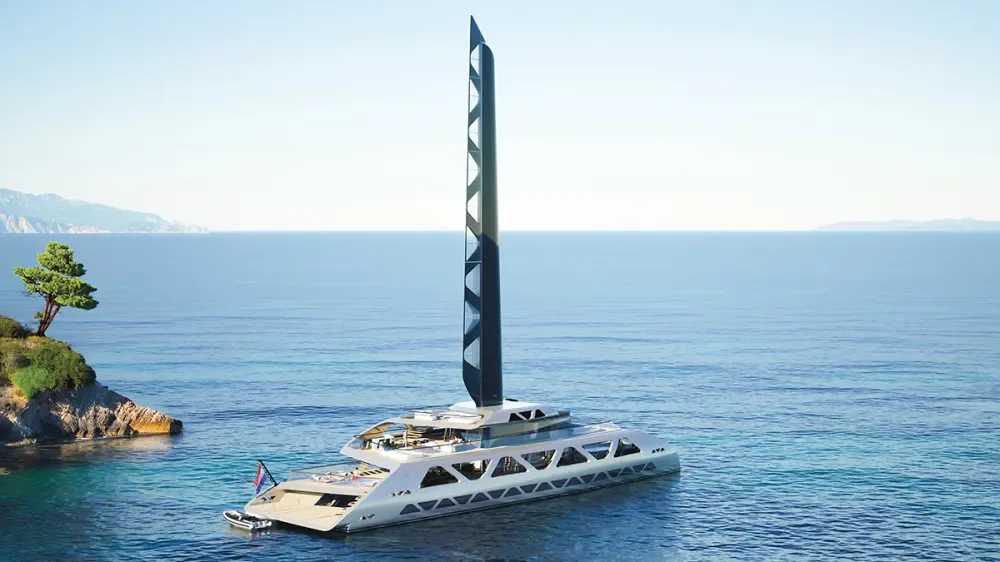 Công nghệ cánh gió trên mẫu catamaran không phát thải carbon mới của Royal Huisman