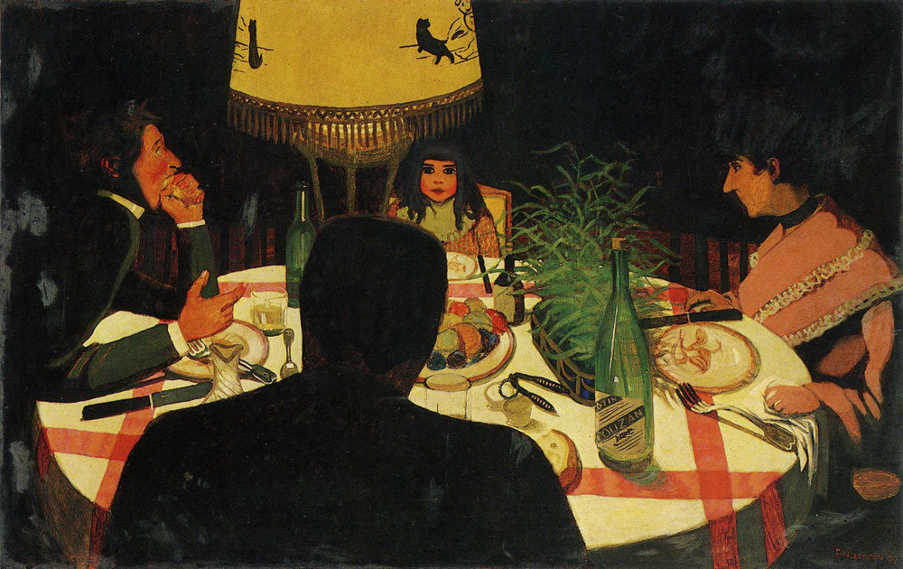 "Dinner, by Lamplight" của Félix Vallotton – Khi tổ ấm lại là "sân khấu" của những bất an